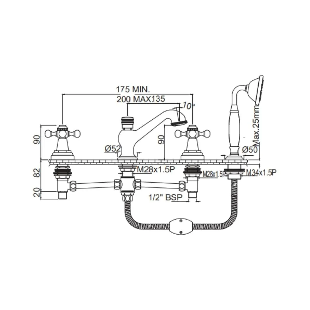 Jaquar 2 way bath tub filler Queen's normal flow QQT-CHR-7277 Chrome - image 2