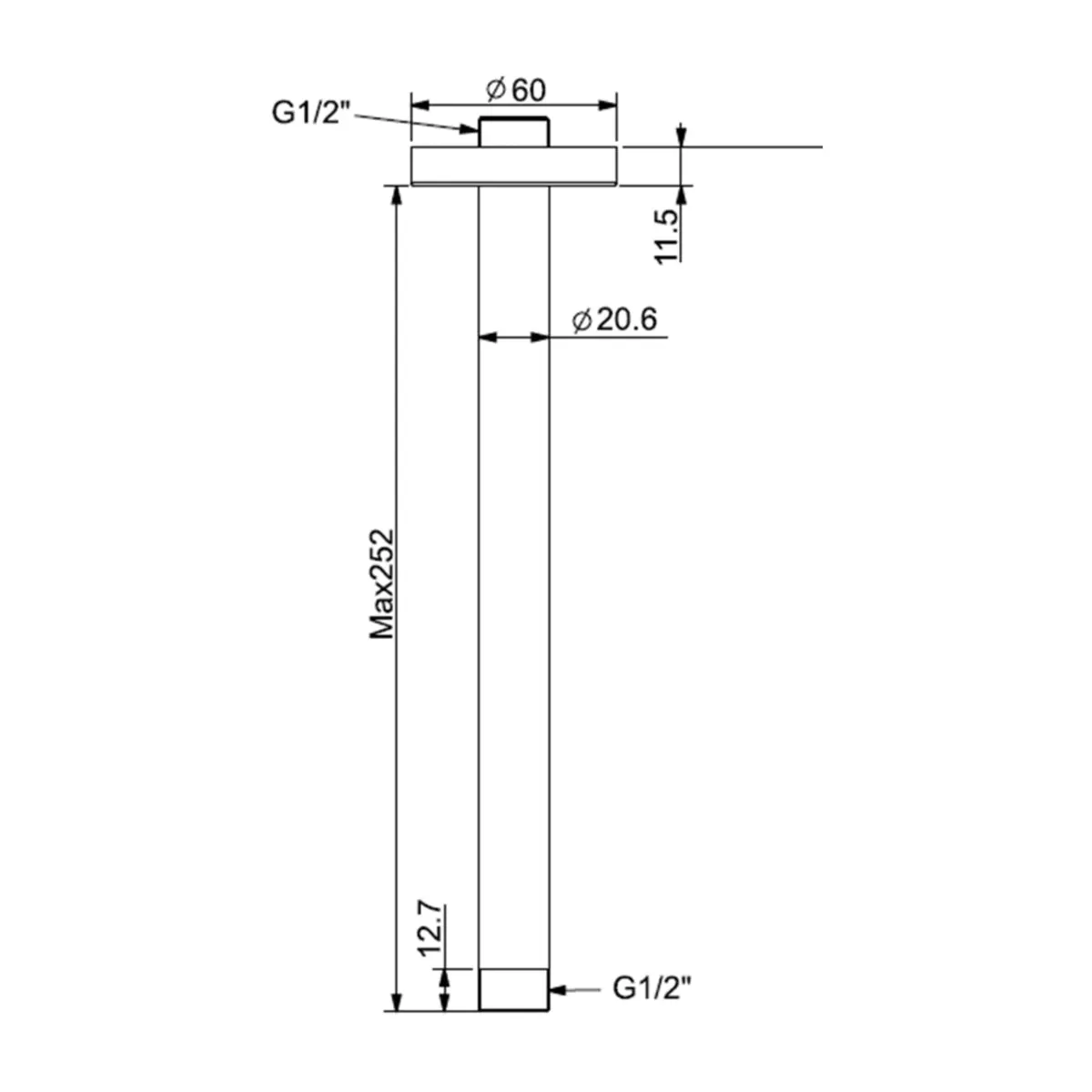 American Standard ceiling mounted round 252 mm shower arm FFAS9908-000GL0BF0 FFAS9908-000GL0BF0 Cool Sunrise - image 2