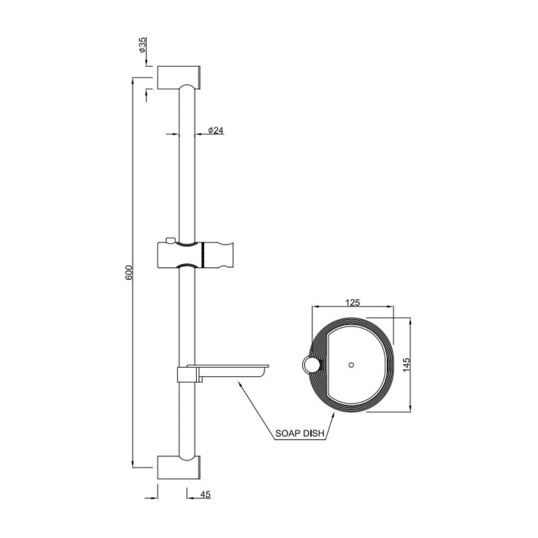 Jaquar shower fitting sliding rail SHA-BCH-1189M Black Chrome - image 2