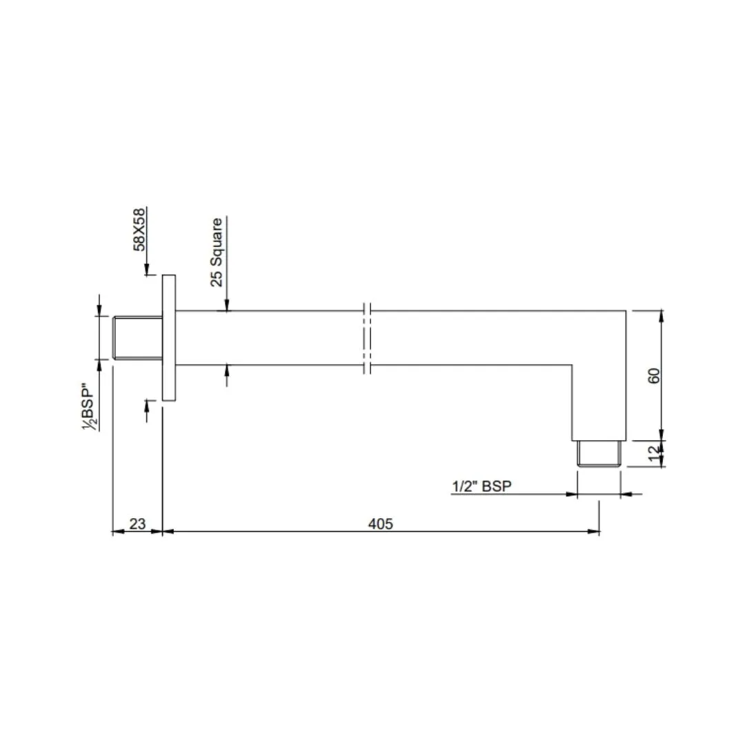Jaquar wall mounted square 400 mm shower arm SHA-BLM-455L400 Black Matt - image 2