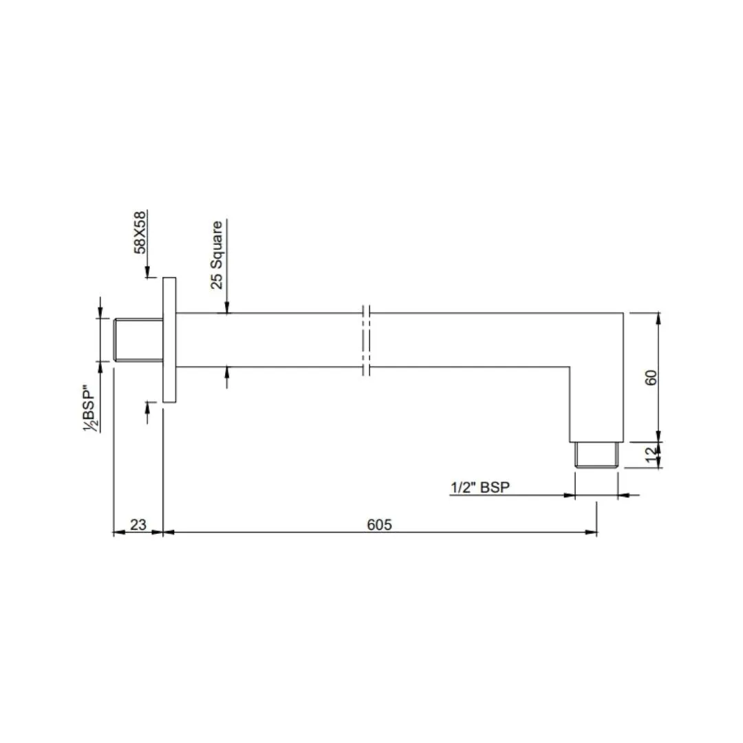 Jaquar wall mounted square 600 mm shower arm SHA-BLM-455L600 Black Matt - image 2