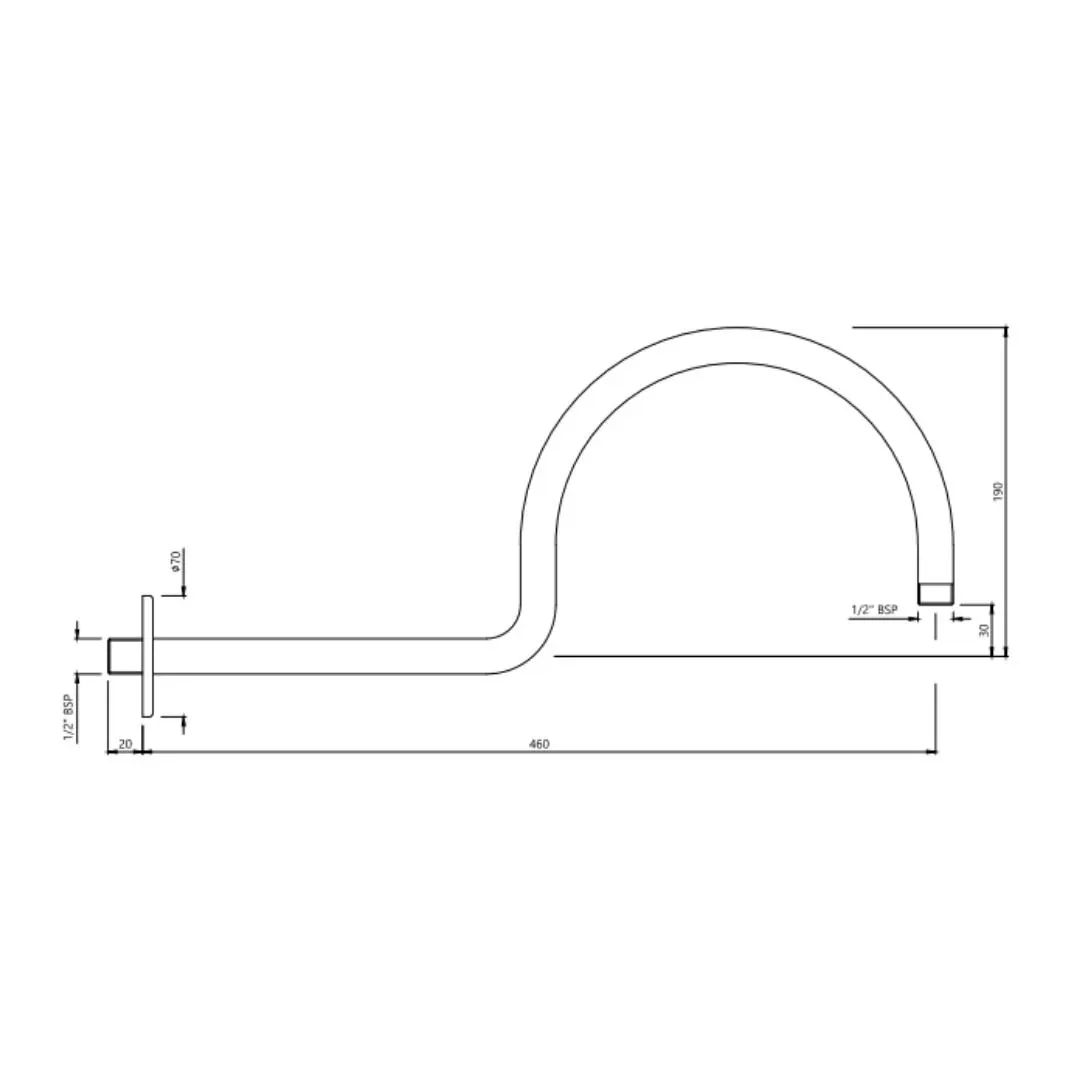 Jaquar wall mounted round 460 mm shower arm SHA-BLM-485 Black Matt - image 2