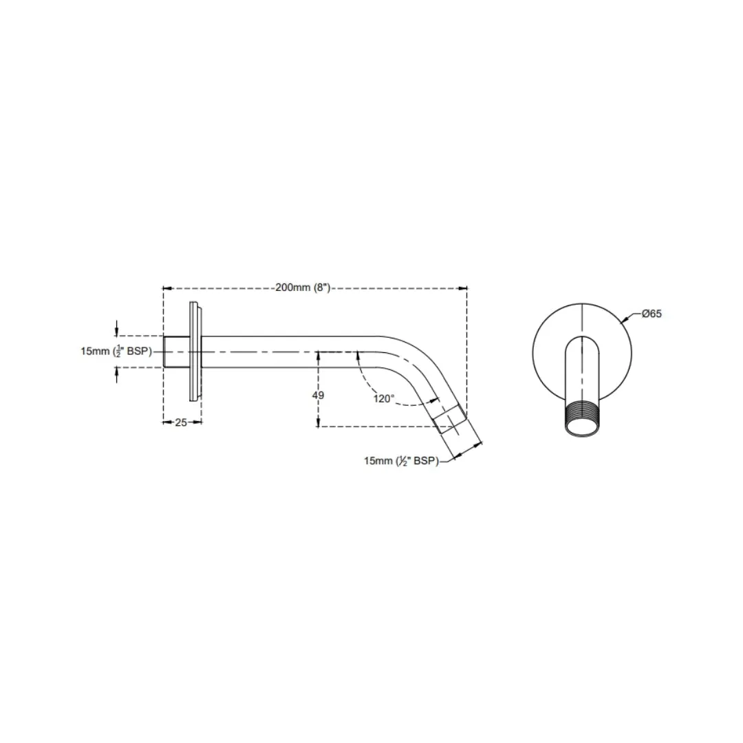 Cera wall mounted round 200 mm shower arm F7040102 F7040102 Chrome - image 2