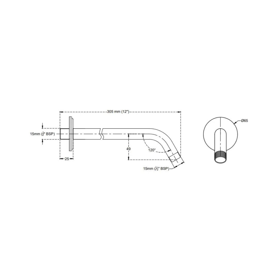 Cera wall mounted round 305 mm shower arm F7040104 F7040104 Chrome - image 2