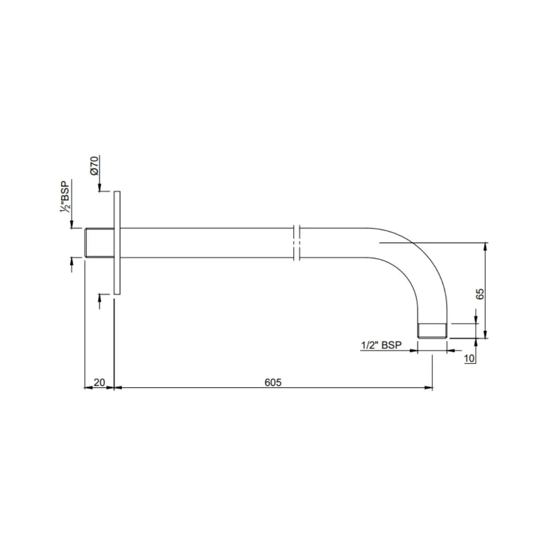 Jaquar wall mounted round 600 mm shower arm SHA-CHR-479L600 Chrome - image 2