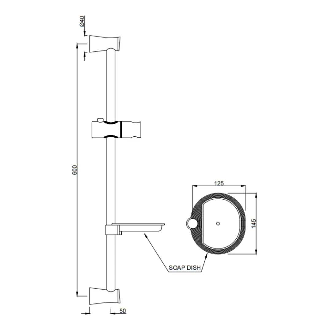 Jaquar shower fitting sliding rail SHA-GRF-1187M Graphite - image 2