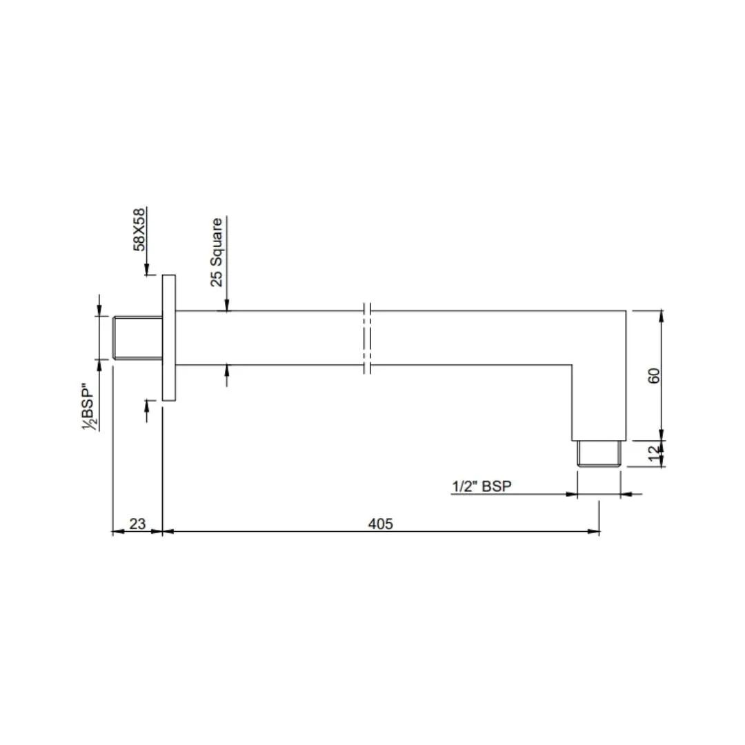 Jaquar wall mounted square 400 mm shower arm SHA-GRF-455L400 Graphite - image 2