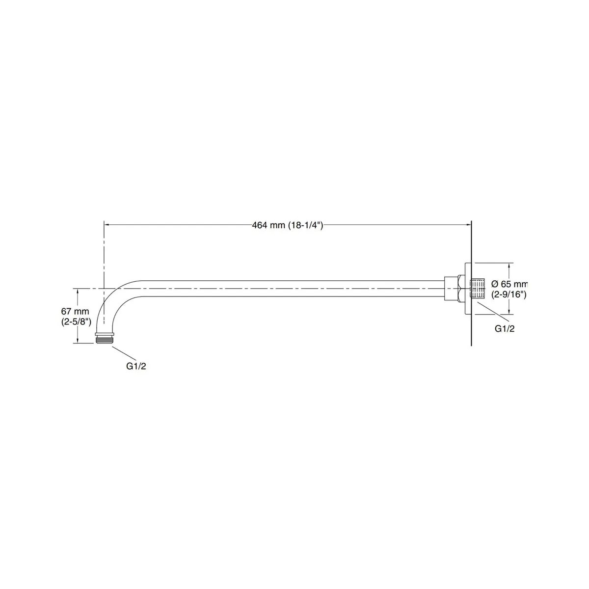 Kohler wall mounted round 463 mm shower arm 16346IN-BRD 16346IN-BRD Brushed Rose Gold - image 2