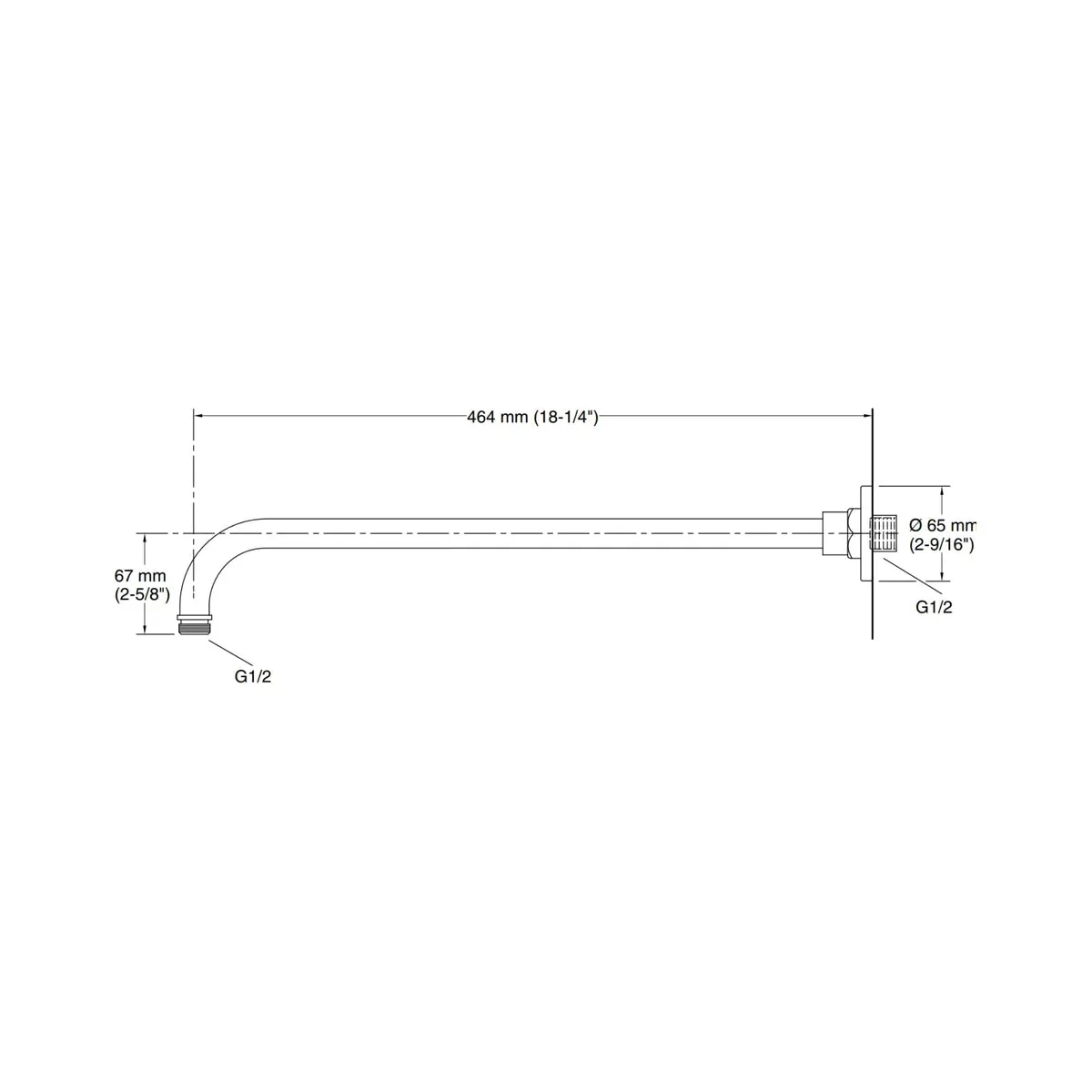 Kohler wall mounted round 463 mm shower arm 16346IN-RGD 16346IN-RGD Rose Gold - image 2
