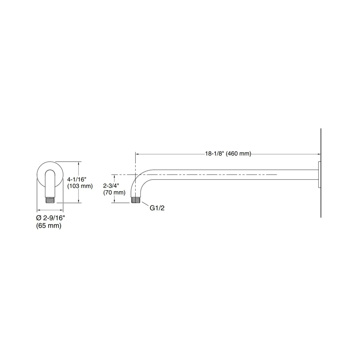 Kohler wall mounted round 460 mm shower arm 22446IN-BL 22446IN-BL Black Matt - image 2