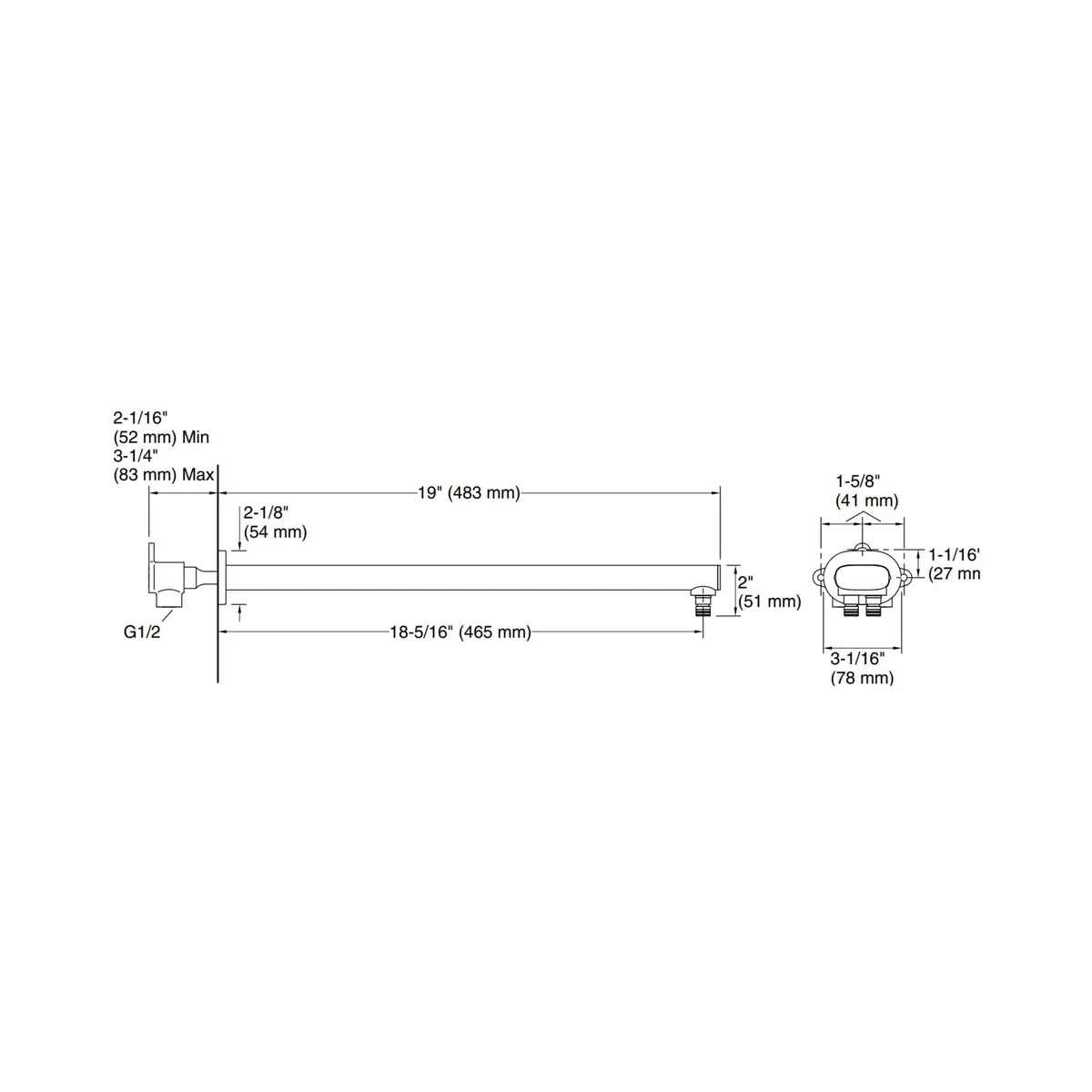 Kohler wall mounted round 482 mm shower arm 26324IN-BV 26324IN-BV Brushed Bronze - image 2