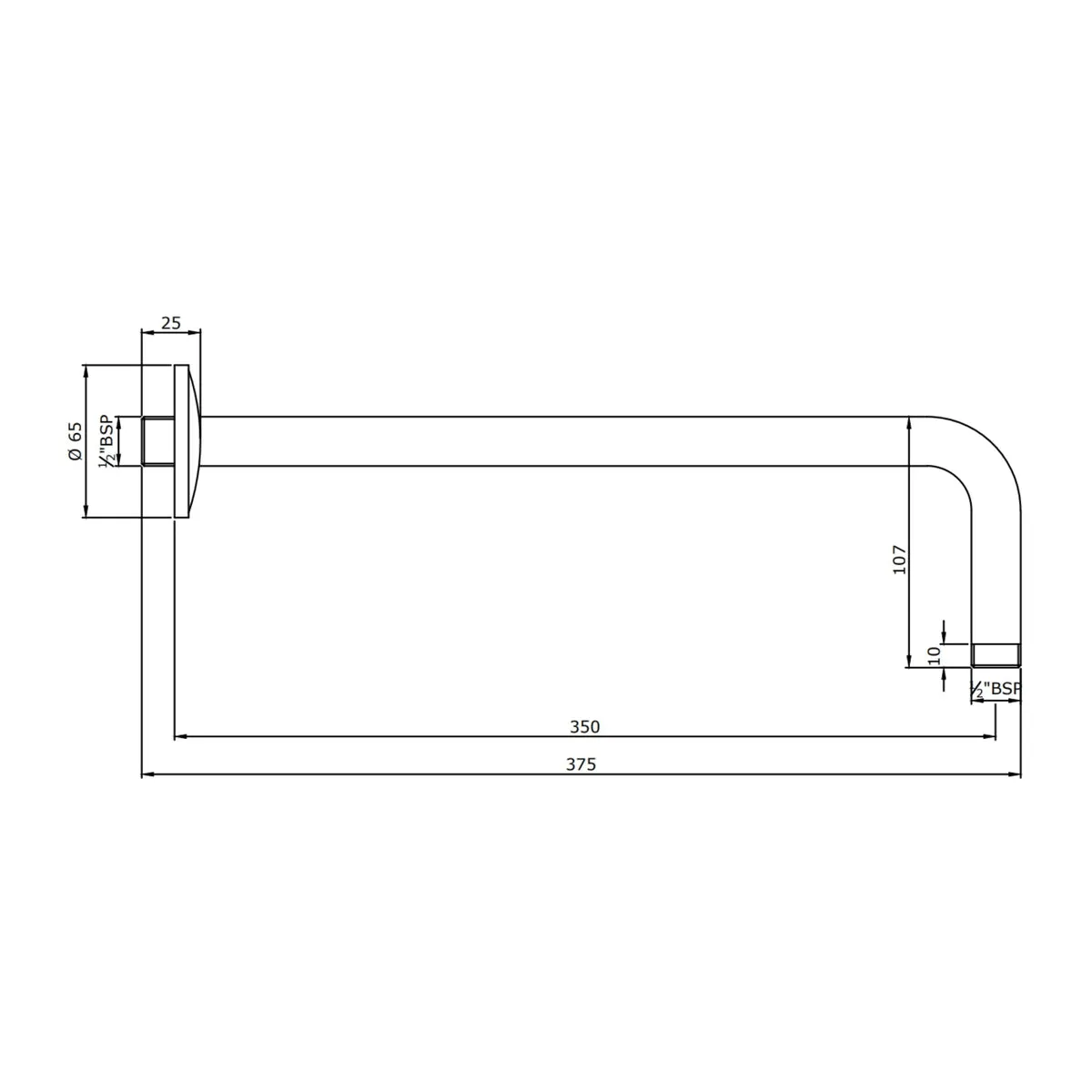 Parryware wall mounted round 381 mm shower arm T9802A1 T9802A1 Chrome - image 2