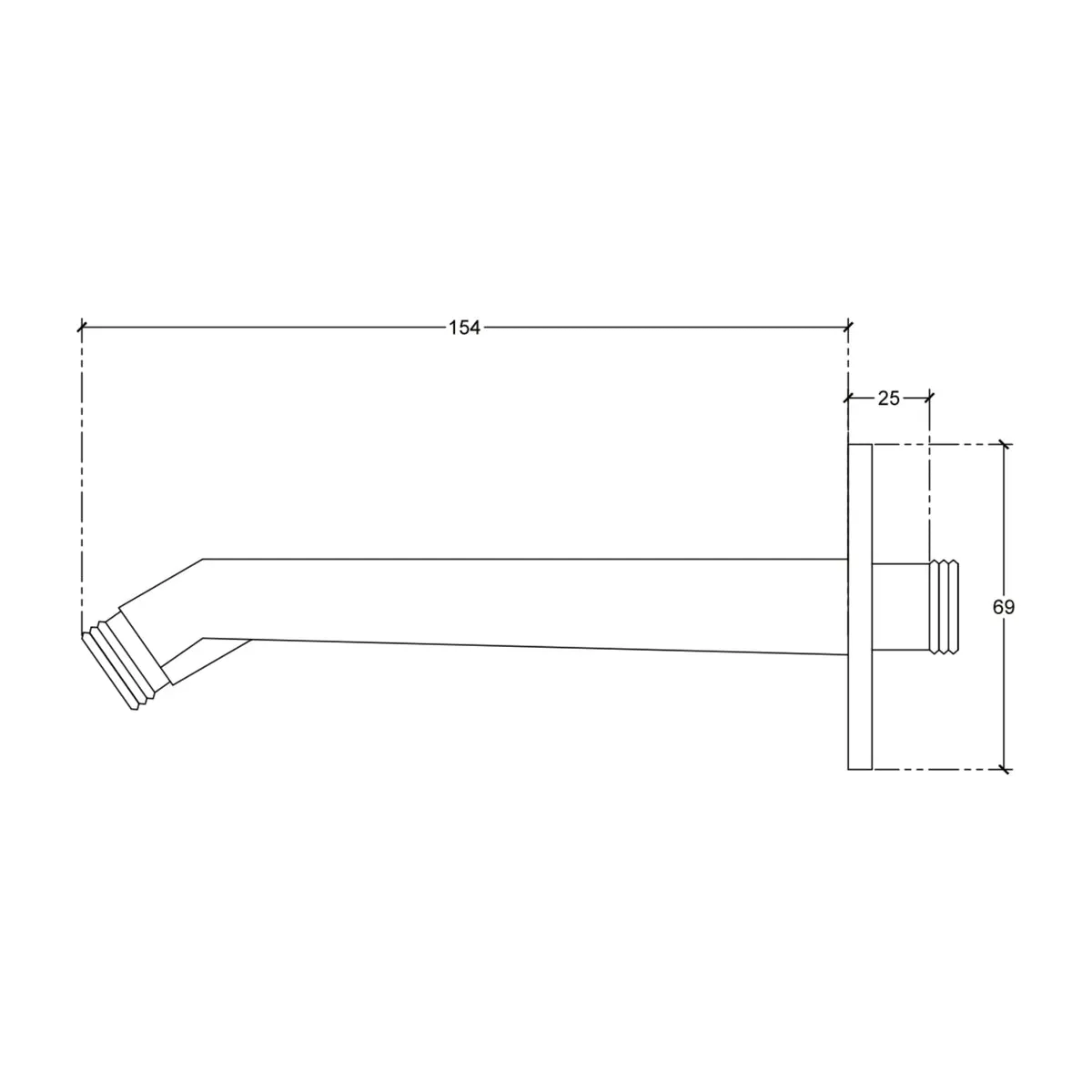 Parryware wall mounted square 178 mm shower arm T9955A1 T9955A1 Chrome - image 2