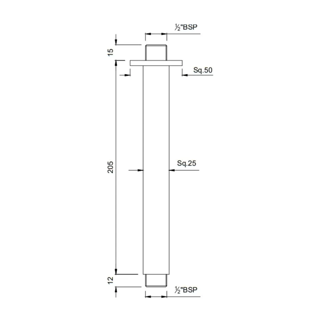 Jaquar ceiling mounted square 200 mm shower arm SHA-SSF-457L200 Stainless Steel - image 2