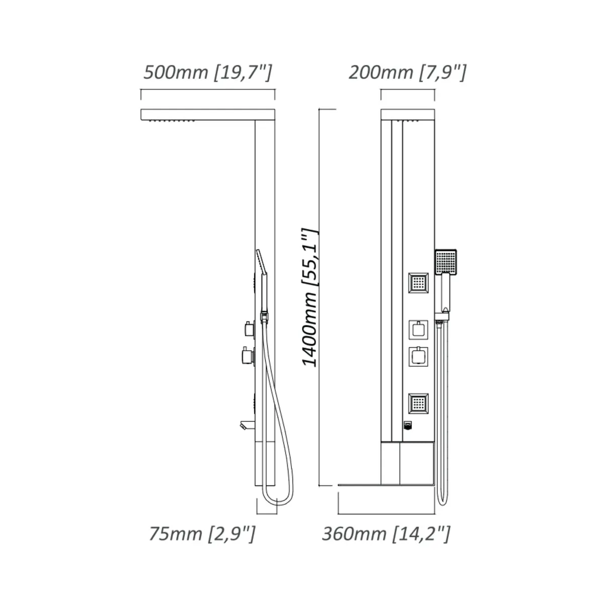 Parryware thermostatic 4 way shower panel C867B99 C867B99 Black Matt - image 5