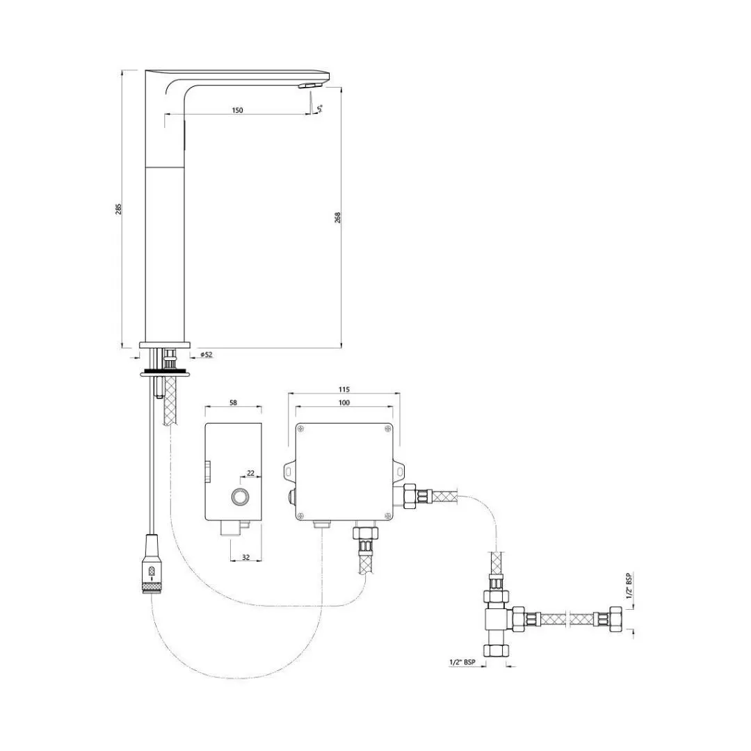 Jaquar table mounted tall boy sensor basin mixer Opal Prime snr 15017PMPK - antique bronze SNR-15017PMPK Standard - image 2