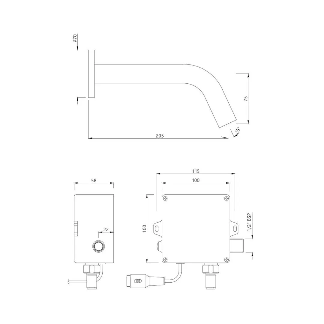 Jaquar wall mounted sensor basin mixer Blush snr 51443PK - antique bronze SNR-51443PK Standard - image 2