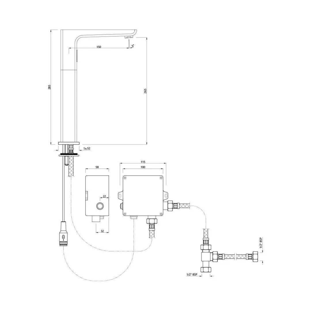 Jaquar table mounted tall boy sensor basin mixer Kubix Prime snr 35017PMPK - antique copper SNR-35017PMPK Standard - image 2