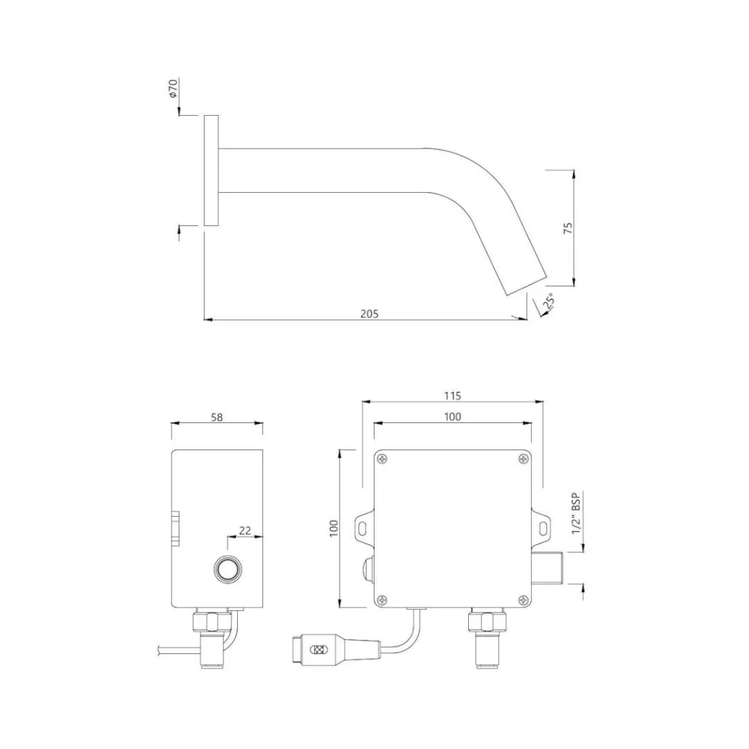Jaquar wall mounted sensor basin mixer Blush snr 51443PK - black matt SNR-51443PK Standard - image 2