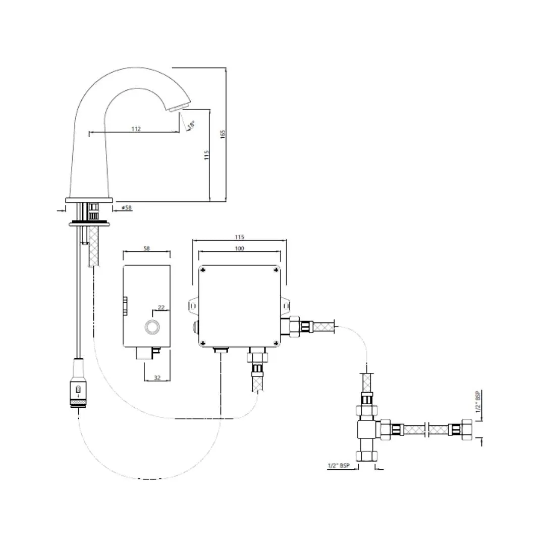 Jaquar table mounted regular sensor basin tap snr 51011N - chrome SNR-51011N Standard - image 2