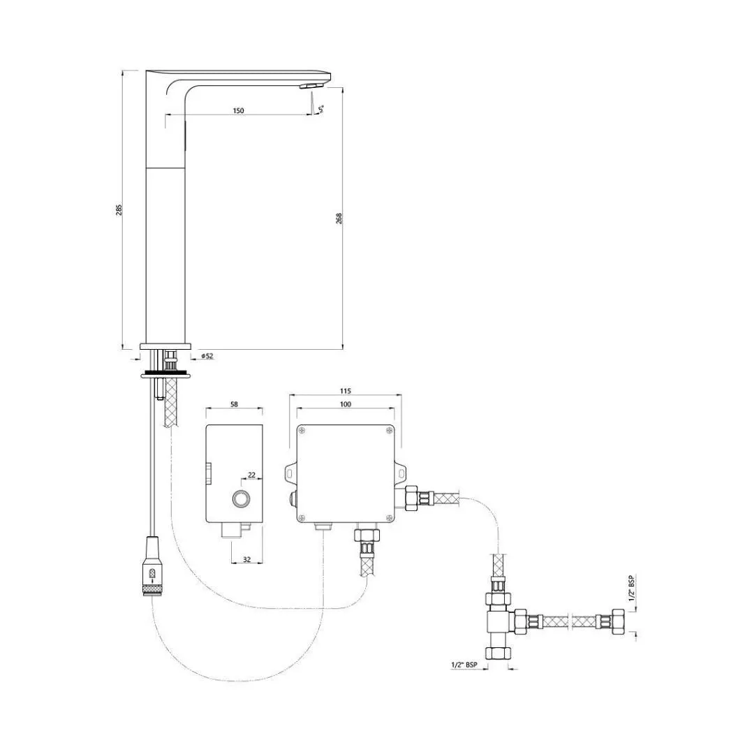 Jaquar table mounted tall boy sensor basin mixer Opal Prime snr 15017PMPK - graphite SNR-15017PMPK Standard - image 2