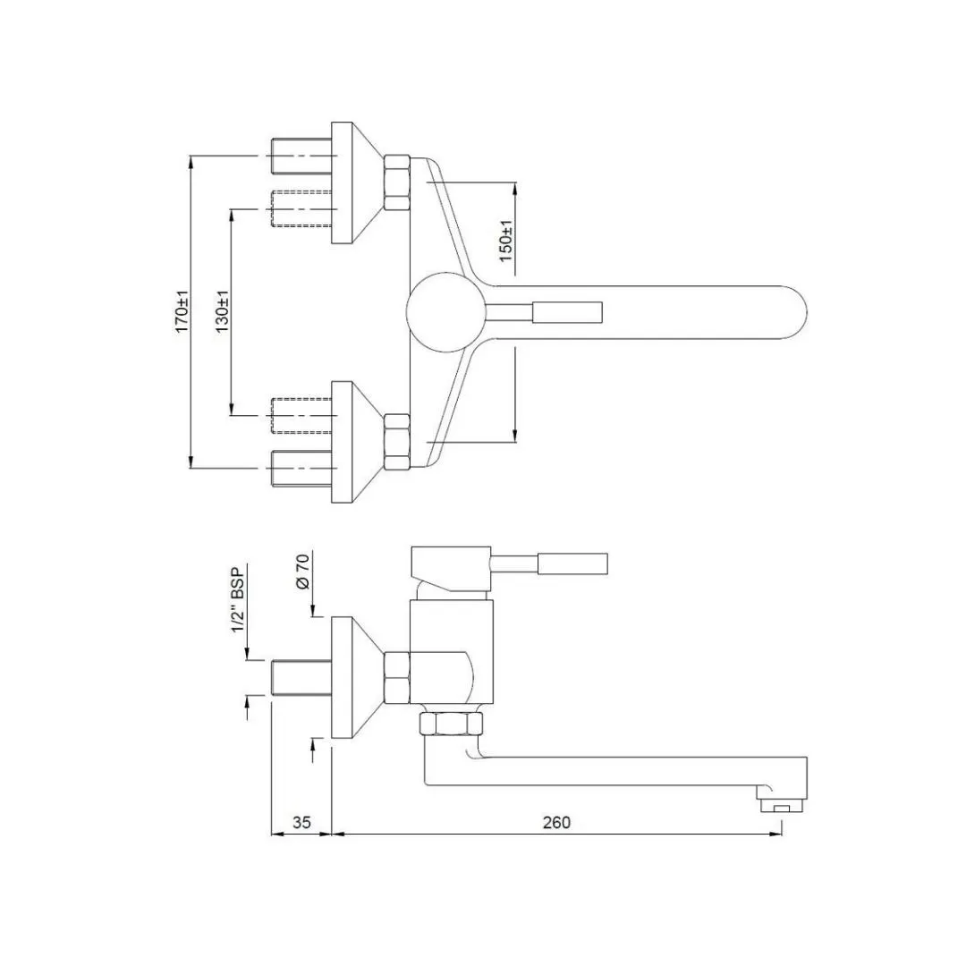 Jaquar wall mounted regular kitchen sink mixer Solo SOL-6163 with swinging spout in chrome finish SOL-6163 Standard - image 2