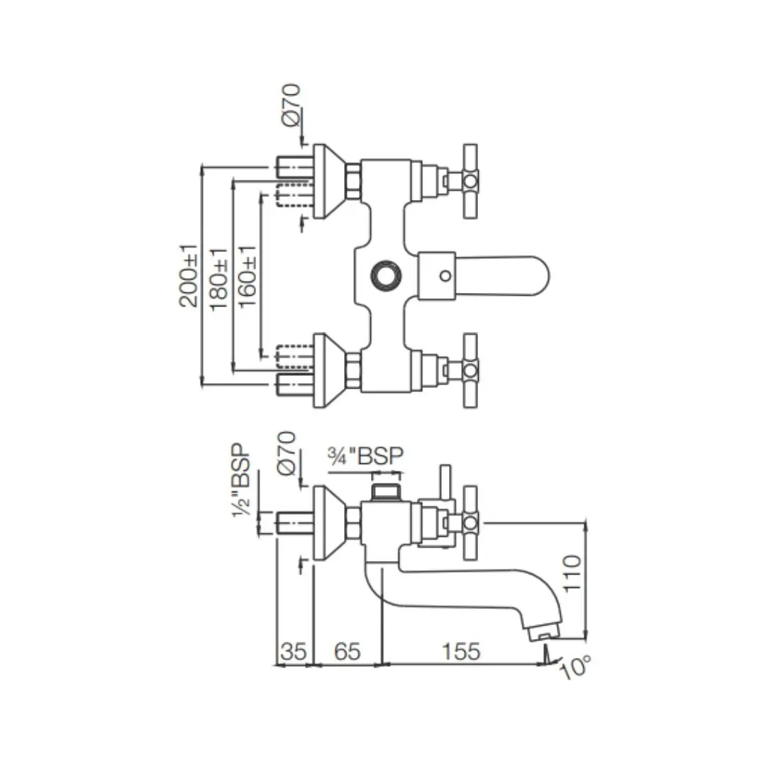 Jaquar 2 way wall mixer Solo normal flow SOL-CHR-6217 Chrome - image 2