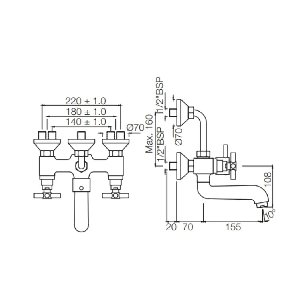 Jaquar 2 way wall mixer Solo normal flow SOL-CHR-6273UPR Chrome - image 2