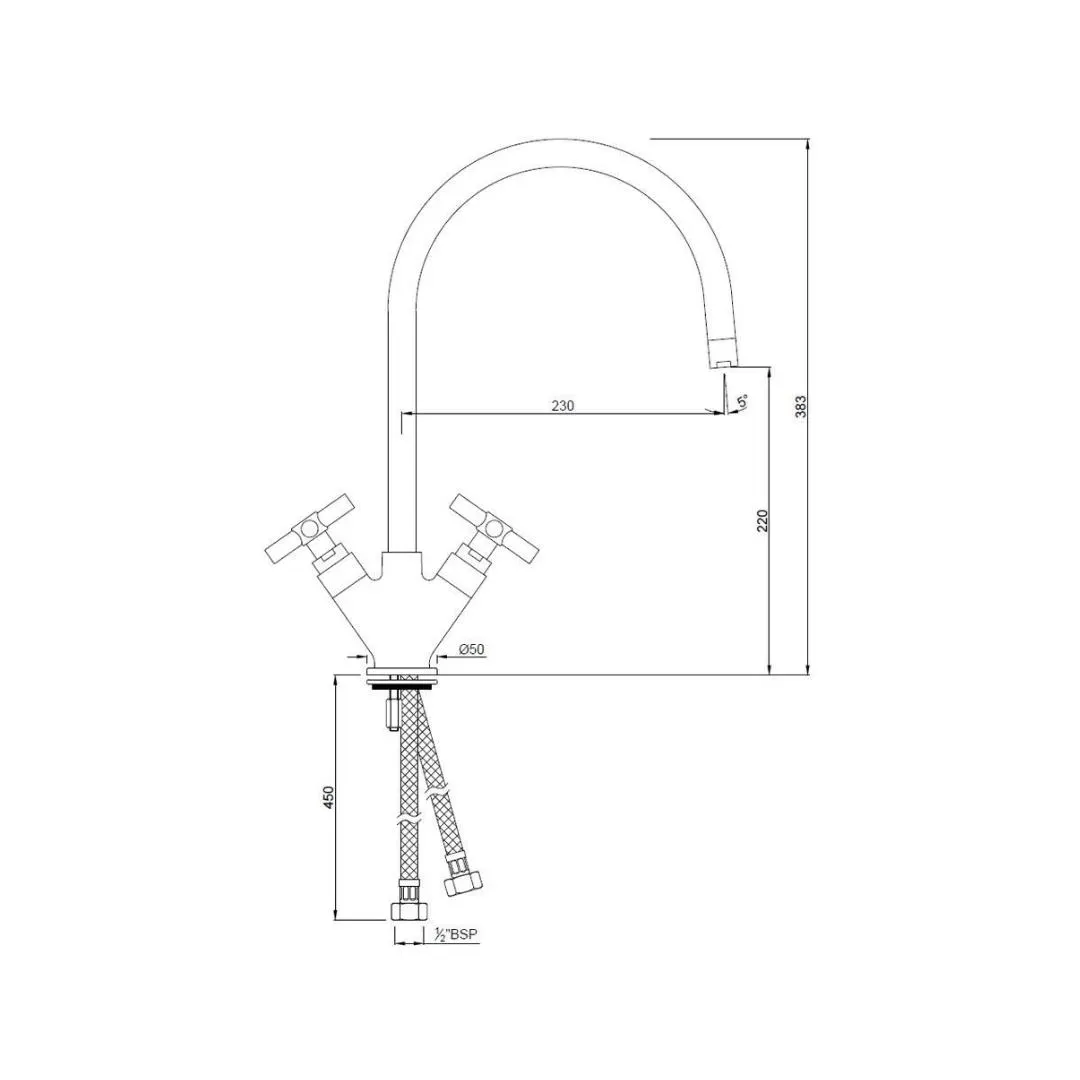Jaquar table mounted regular kitchen sink mixer Solo SOL-6319B with swinging spout in chrome finish SOL-6319B Standard - image 2