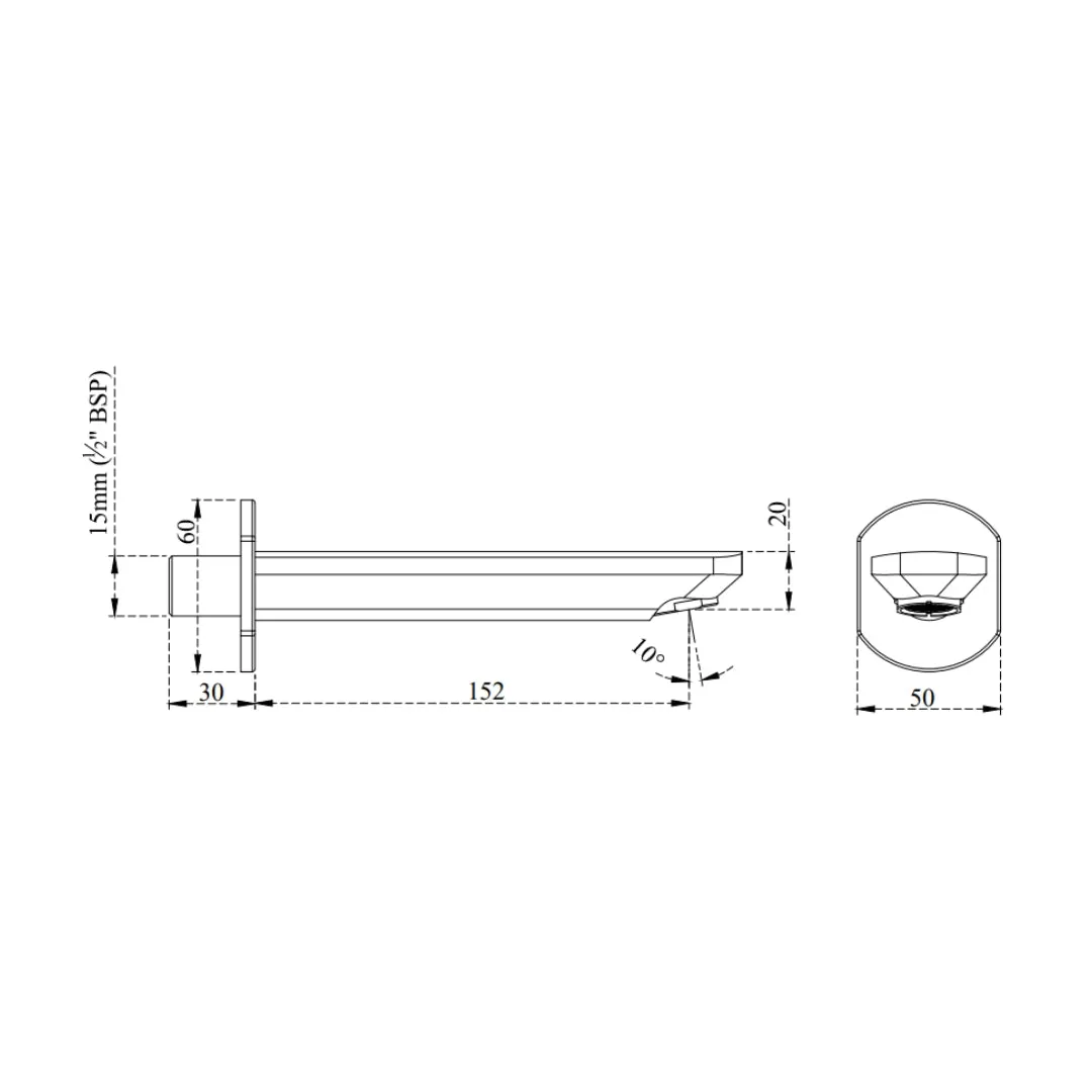 Cera wall mounted spout gayle F1014661 F1014661 Chrome - image 4