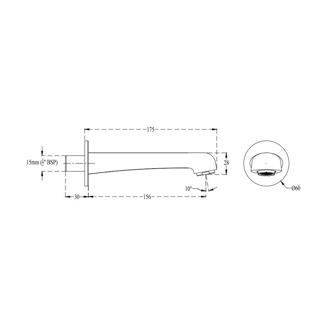 Cera wall mounted spout ripple F1017661 F1017661 Chrome - image 4