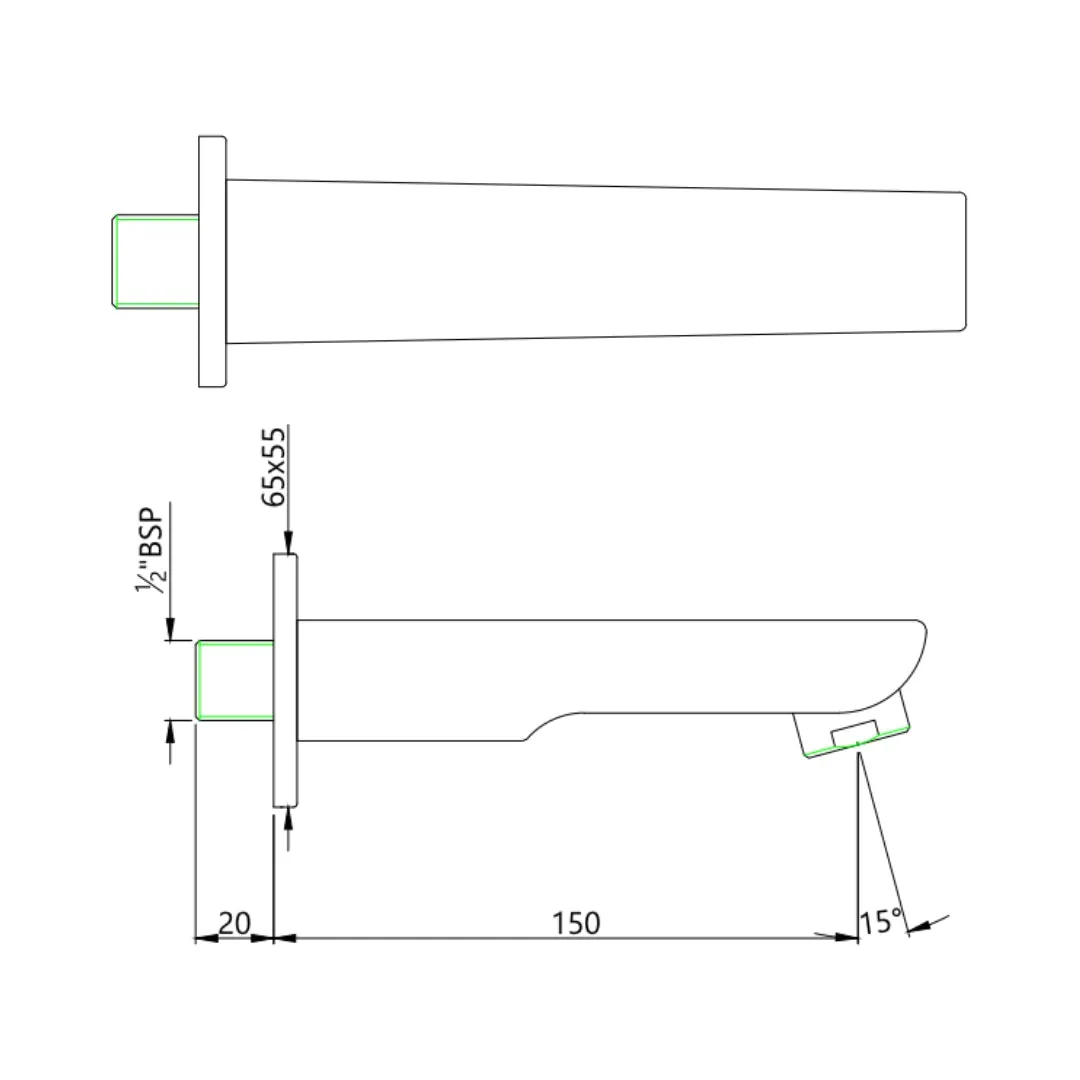 Essco wall mounted spout Aspire SPE-CHR-101429 Chrome - image 2