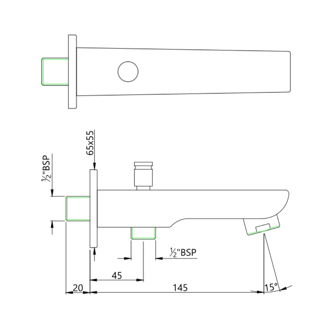 Essco wall mounted spout Aspire SPE-CHR-101463 Chrome - image 2