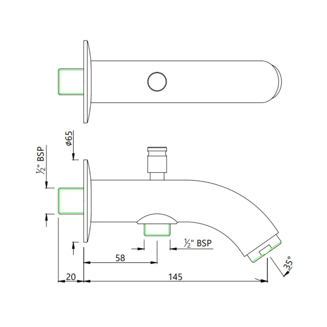 Essco wall mounted spout cosmopolitan SPE-CHR-103463 Chrome - image 2