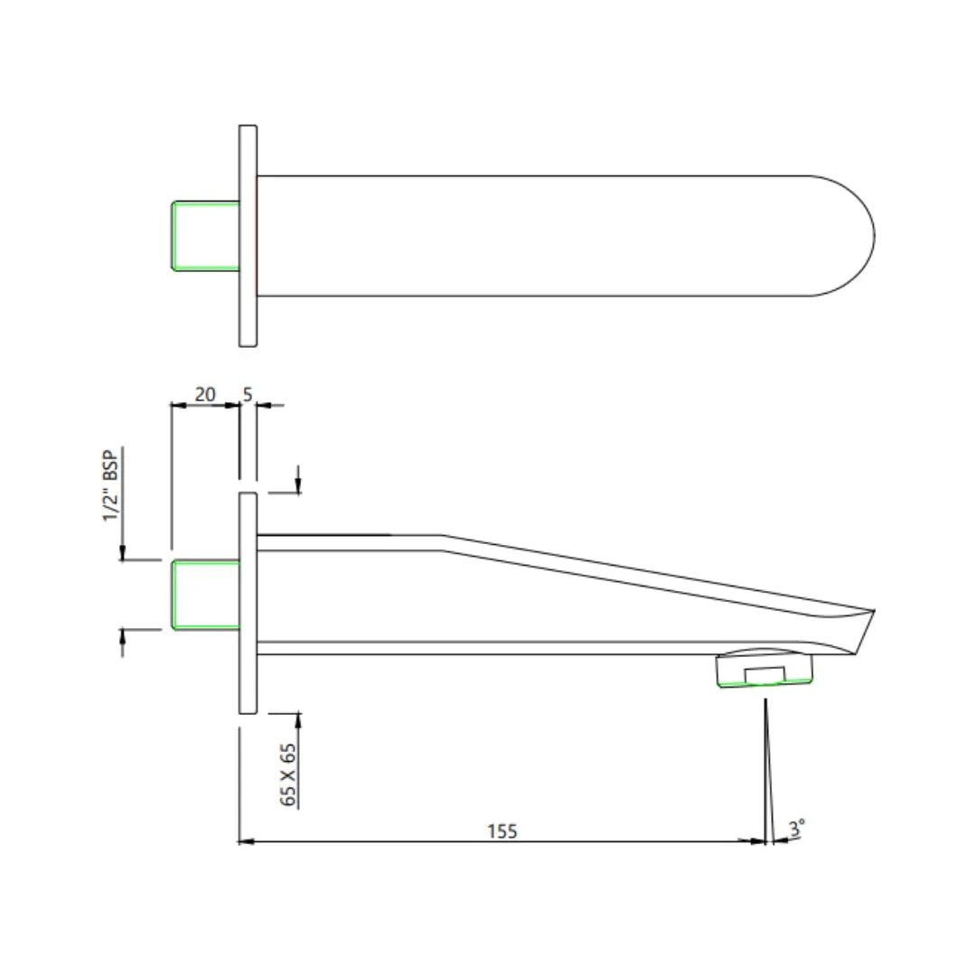 Essco wall mounted spout Orbit SPE-CHR-105429 Chrome - image 2