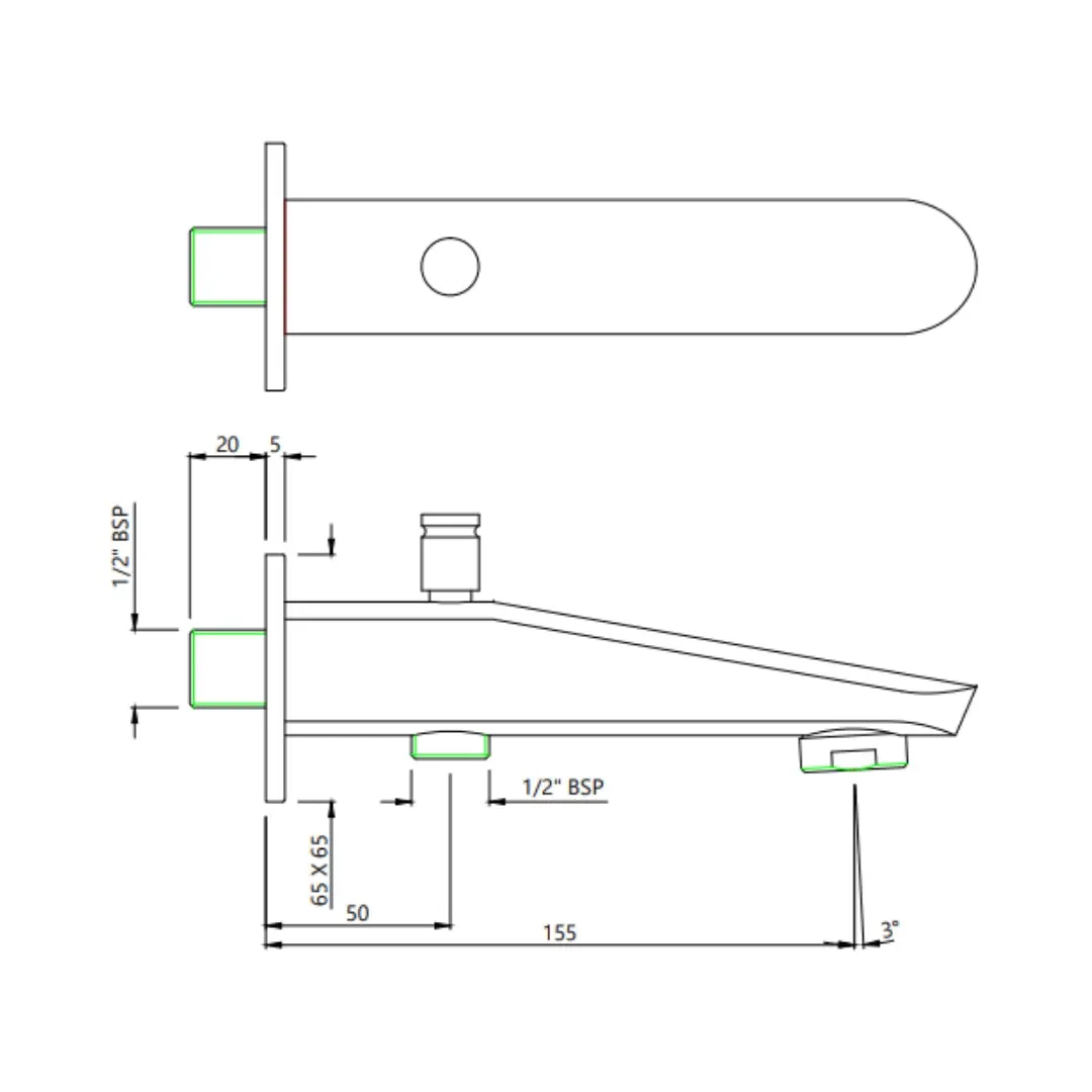 Essco wall mounted spout Orbit SPE-CHR-105463 Chrome - image 2