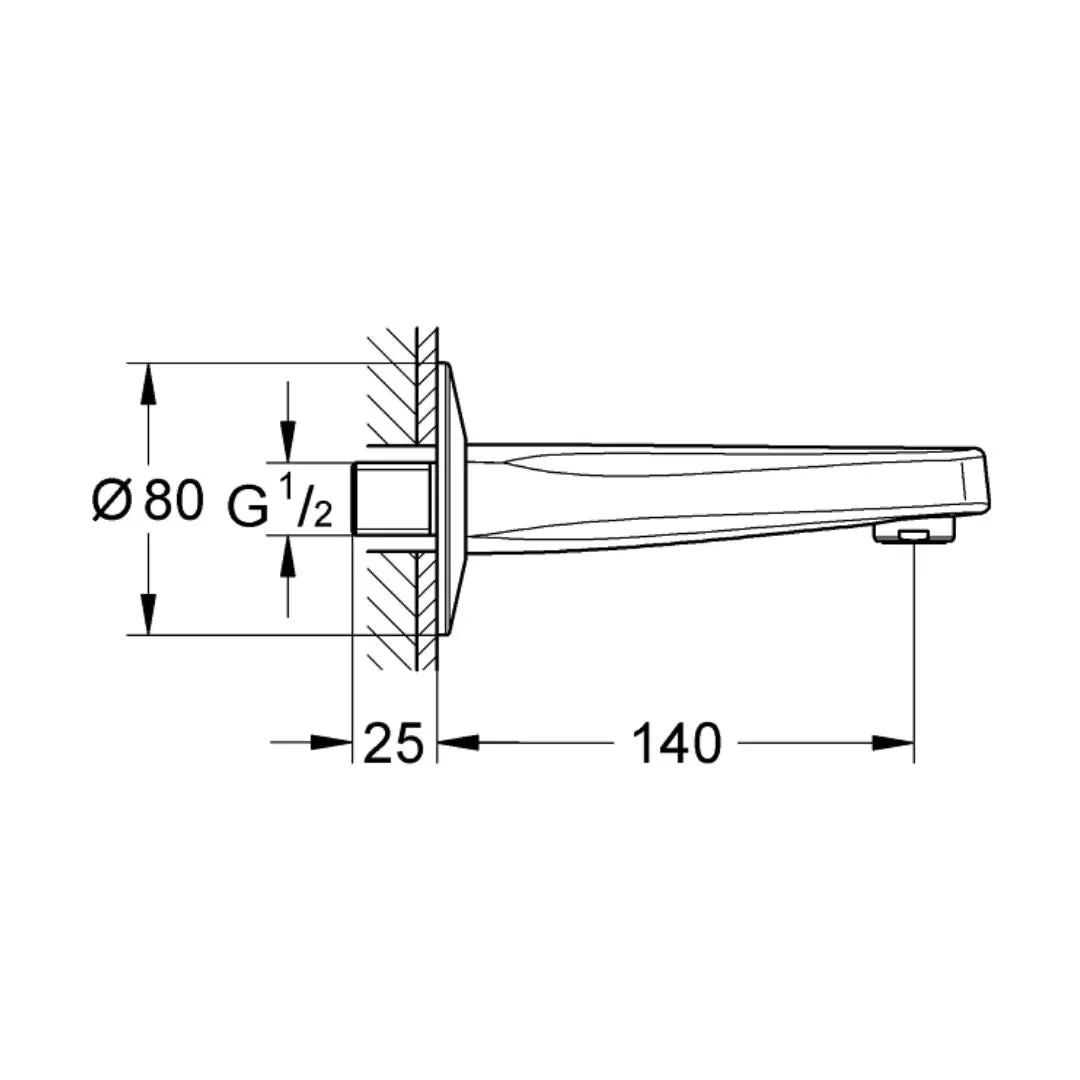 Grohe wall mounted spout baucurve 13252000 13252000 Chrome - image 2