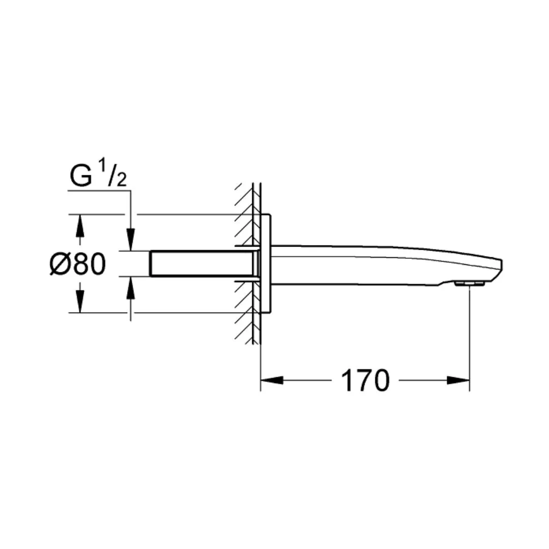 Grohe wall mounted spout eurostyle cosmopolitan 13276002 13276002 Chrome - image 2