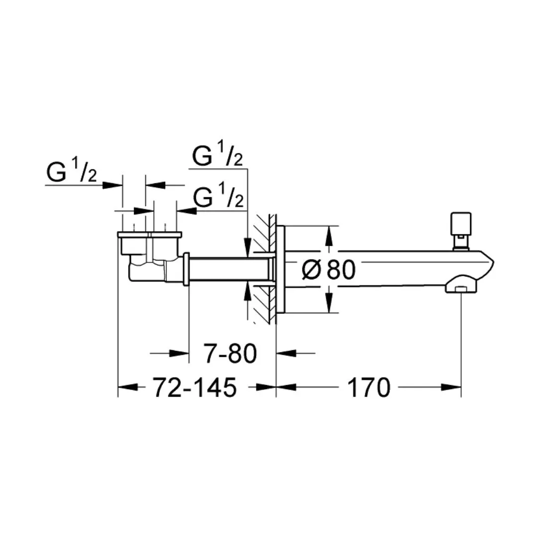 Grohe wall mounted spout eurodisc 13279002 13279002 Chrome - image 2
