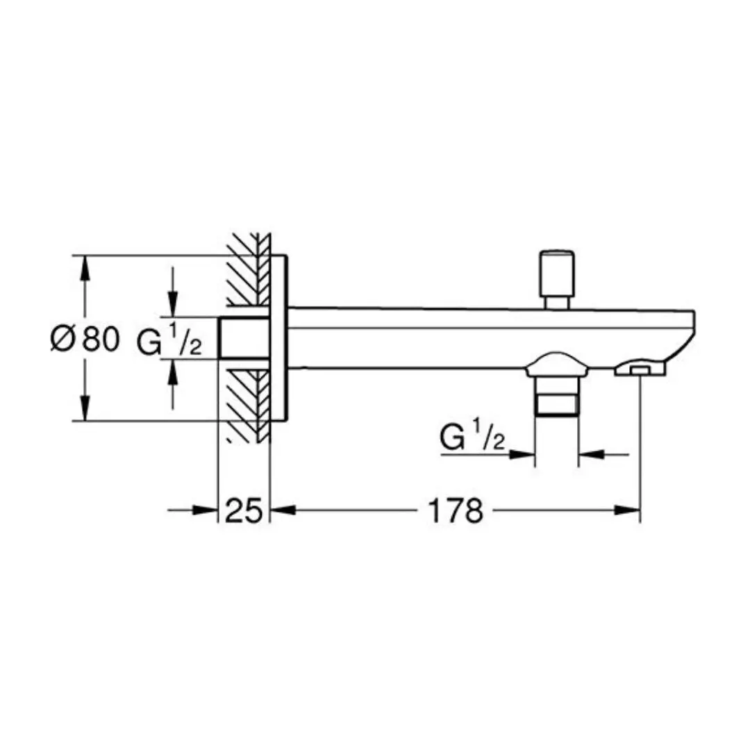 Grohe wall mounted spout 13390000 13390000 Chrome - image 2