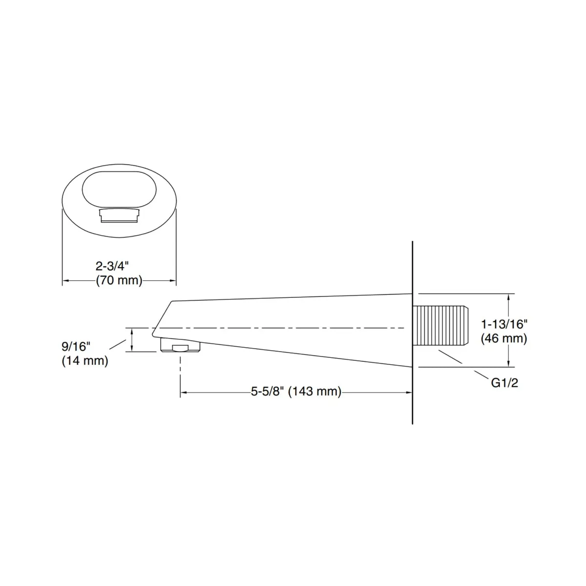 Kohler wall mounted spout geometric 10385IN-CP 10385IN-CP Chrome - image 2