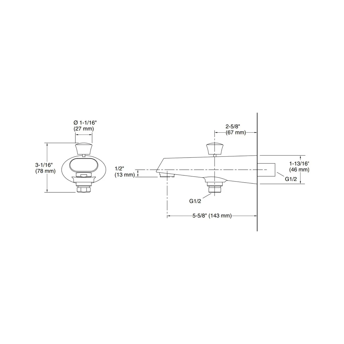 Kohler wall mounted spout complementary 10386IN-BRD 10386IN-BRD Brushed Rose Gold - image 2