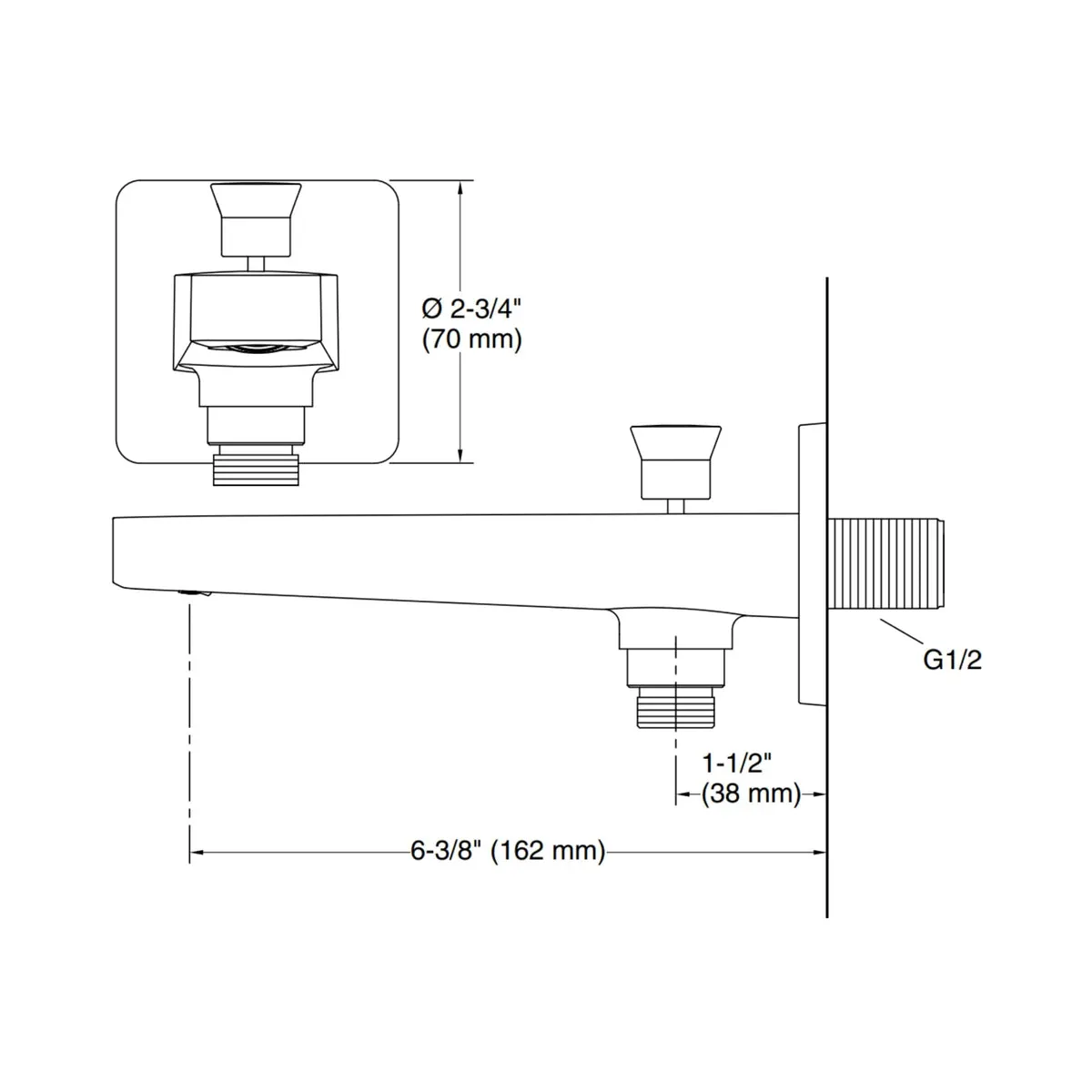 Kohler wall mounted spout hone 22544IN-CP 22544IN-CP Chrome - image 2