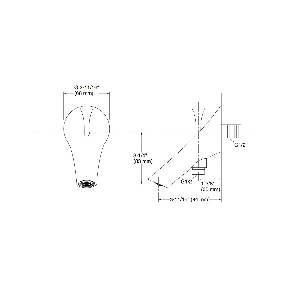 Kohler wall mounted spout vive 23974IN-AA-RGD 23974IN-AA-RGD Rose Gold - image 2