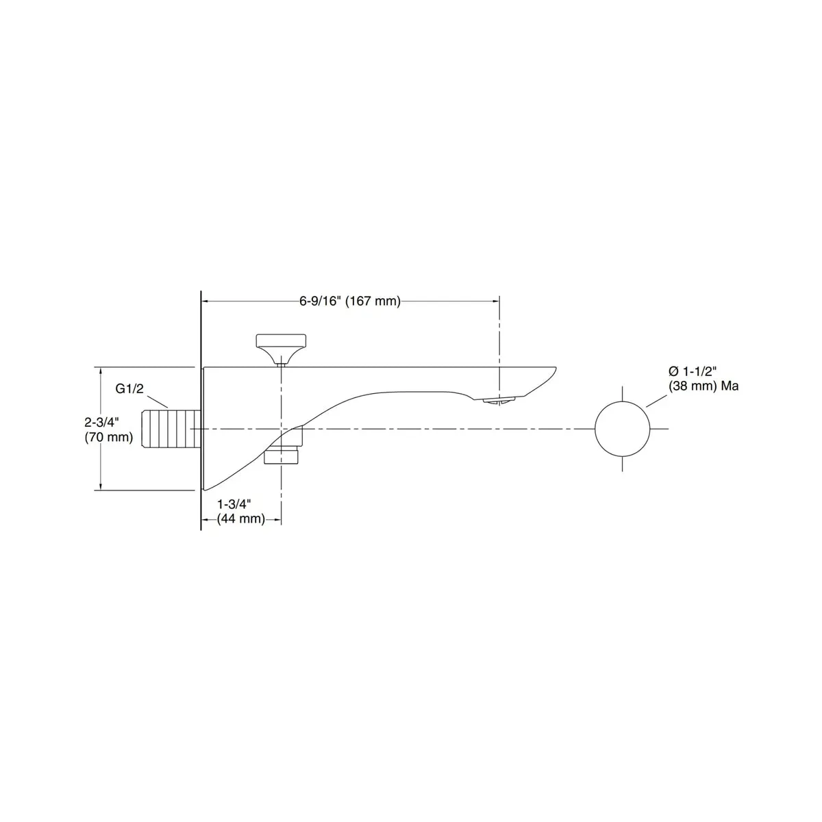 Kohler wall mounted spout modernlife edge 25764IN-CP 25764IN-CP Chrome - image 2