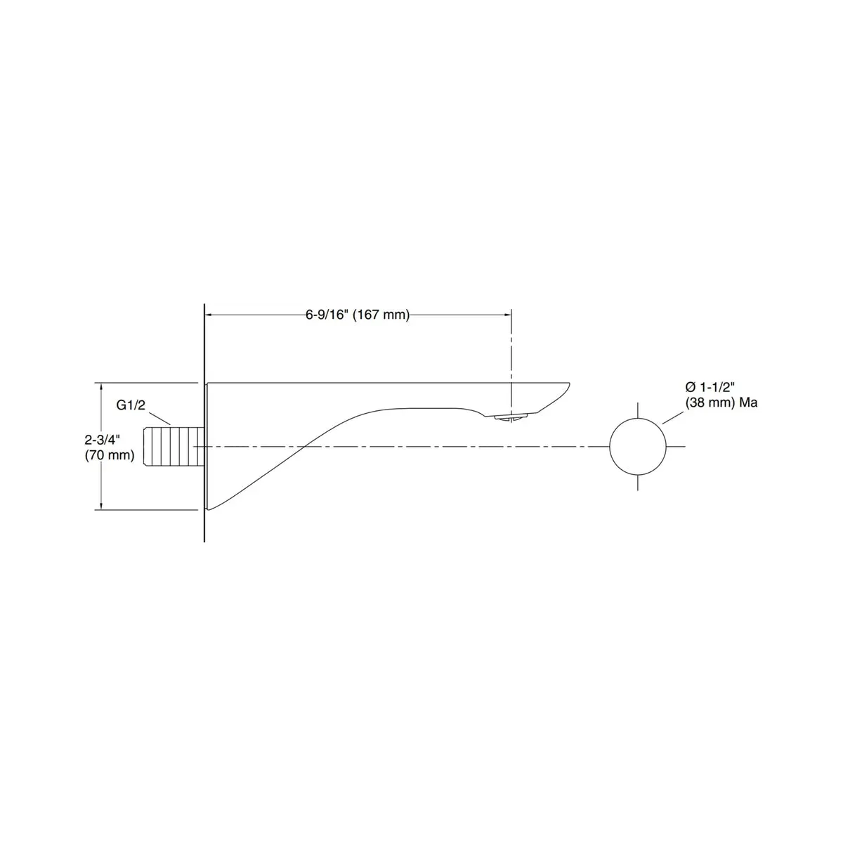Kohler wall mounted spout modernlife edge 25765IN-RGD 25765IN-RGD Rose Gold - image 2
