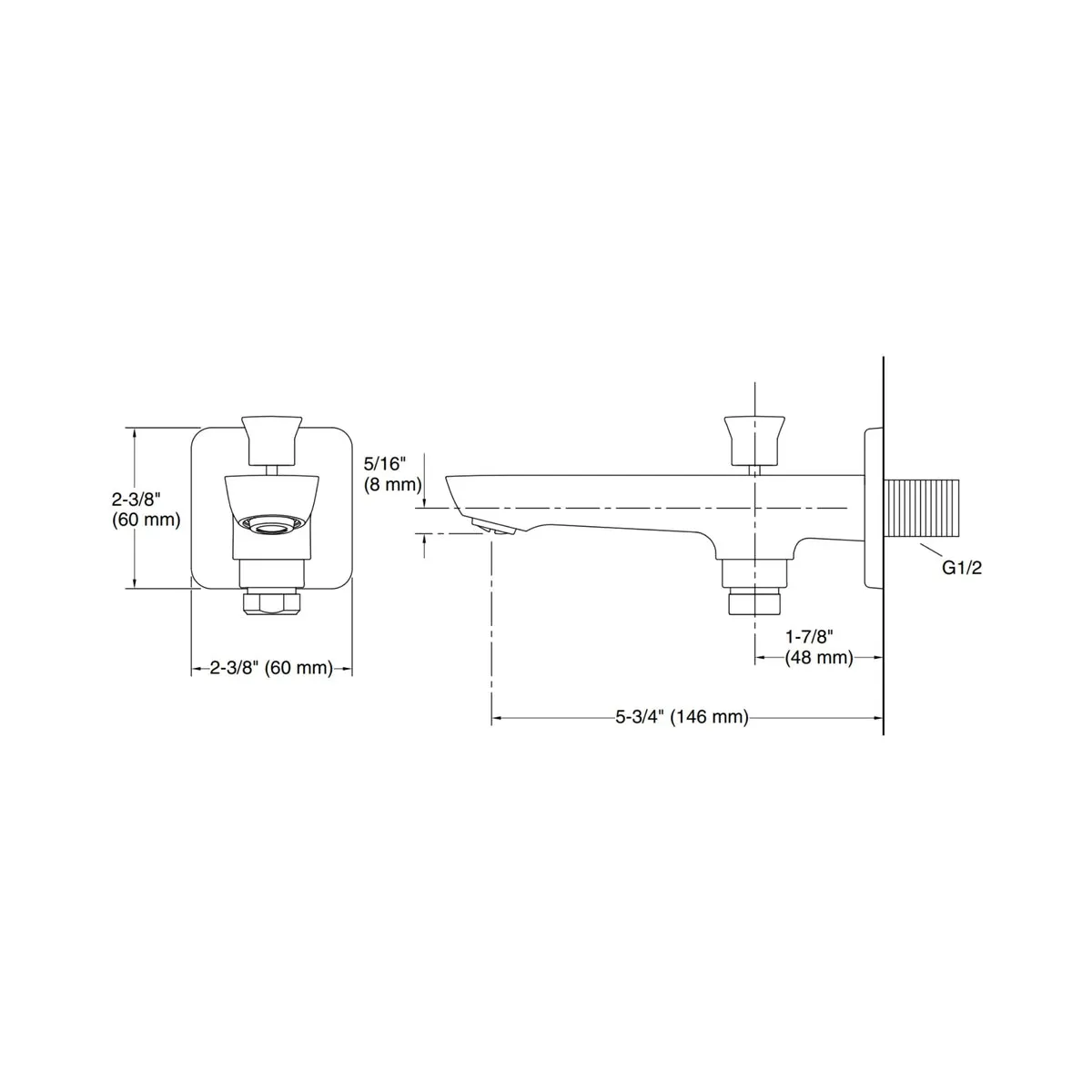 Kohler wall mounted spout fore tri 27493IN-CP 27493IN-CP Chrome - image 2