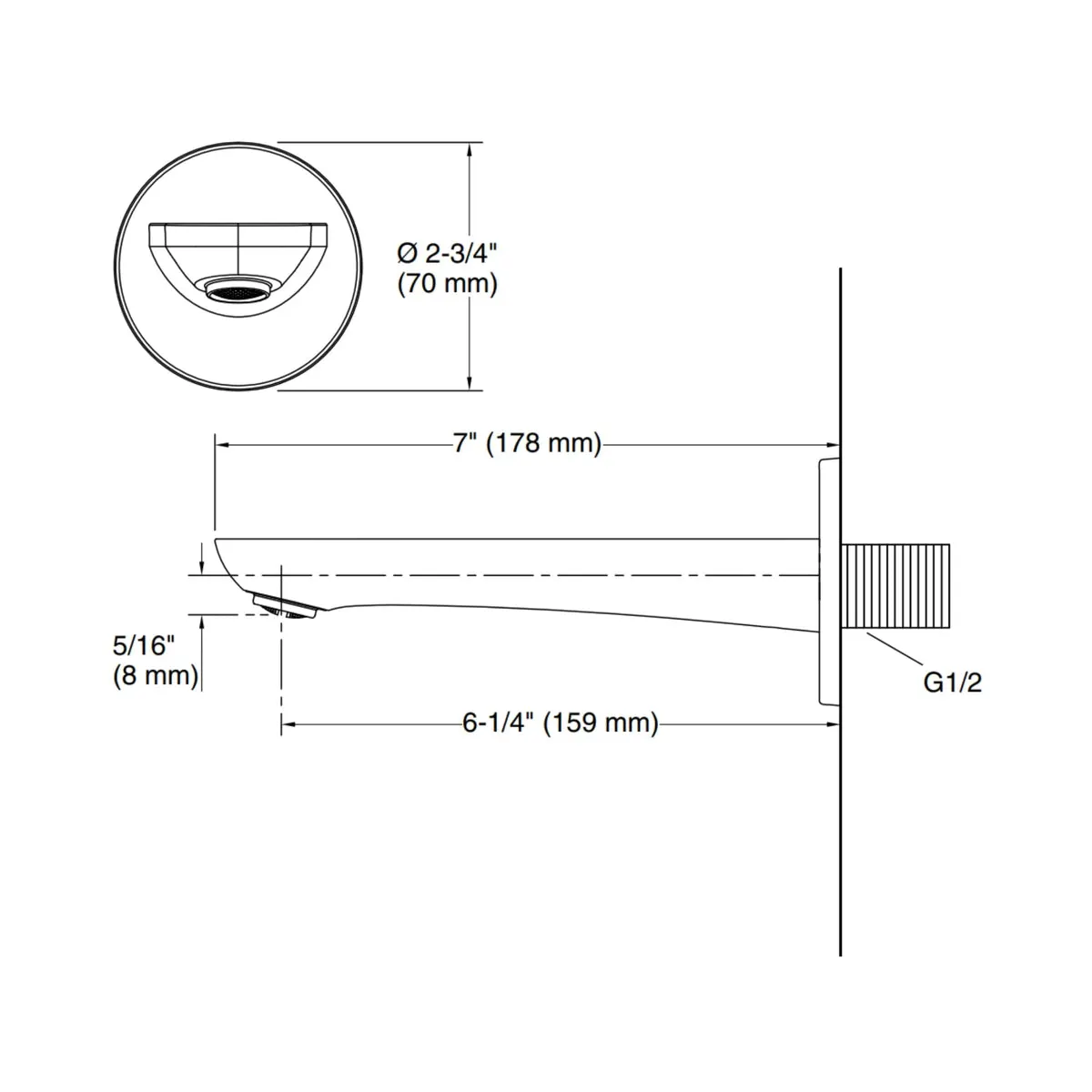 Kohler wall mounted spout aleo 99061IN-BL 99061IN-BL Black Matt - image 2
