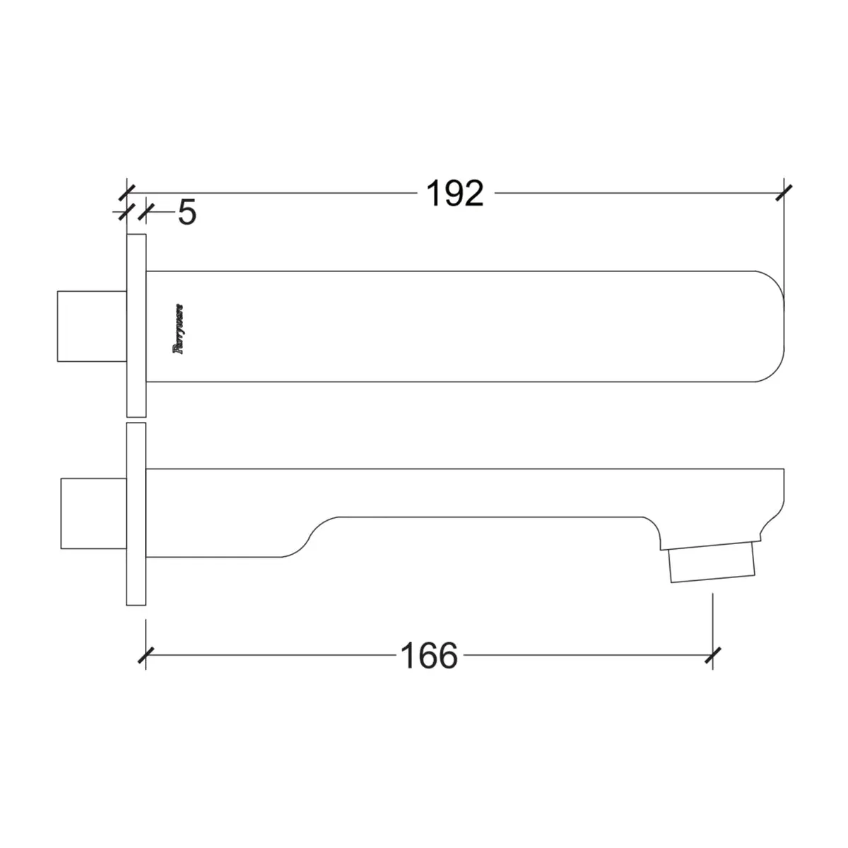 Parryware wall mounted spout quattro T2327A1 T2327A1 Chrome - image 2