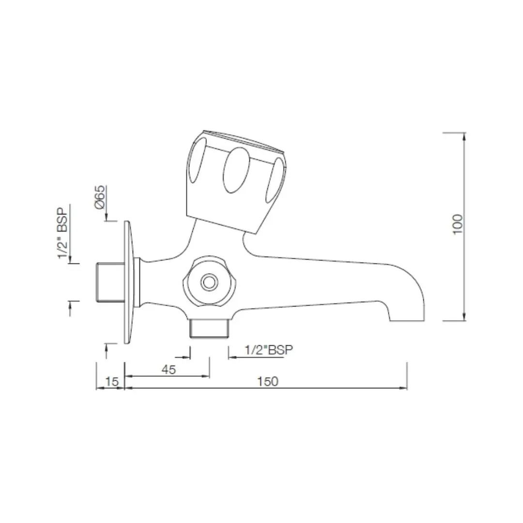 Essco wc area 2 way bib tap sumthing special SQT-CHR-512AKN Chrome - image 2